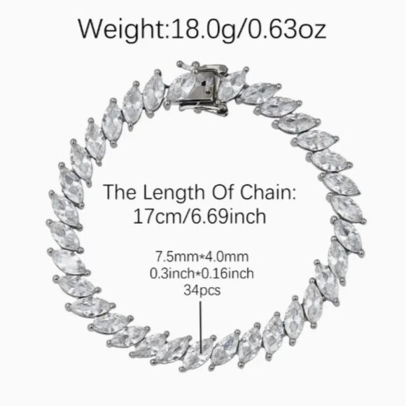 Genuine Moissanite Marquis Cut Tennis Bracelet NEW - Picture 3 of 6